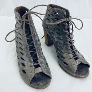 Paul Green Metallic Lace Up Heel Boots Size 7